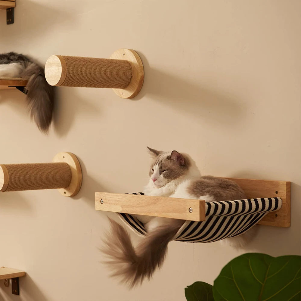 Three Piece Cat Hammock Wall Mounted Scratching Posts Set