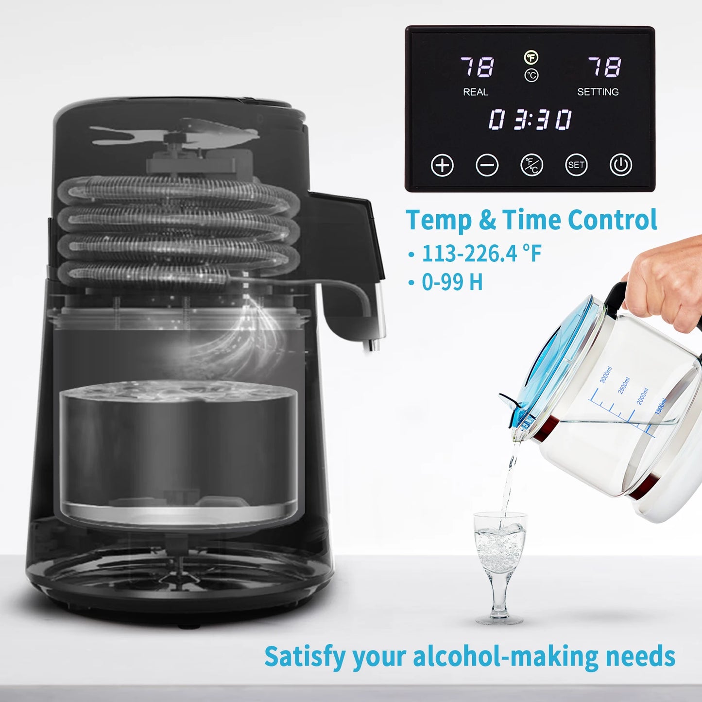 SucceBuy 4L Water Distiller Purifier Dual Temp Display