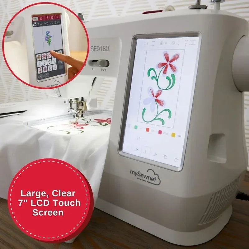 HOME.SE9180 Sewing & Embroidery Machine with Accessory Kit | 250 Built-in Stitches, 150 Embroidery Designs & 10 Fonts