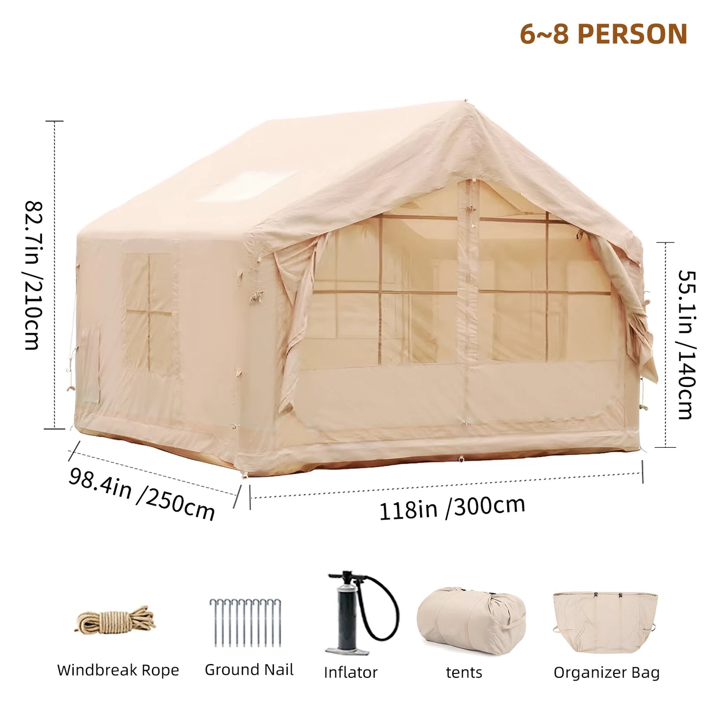 Inflatable Camping Tent 6 To 8 Person Ultra Quick Setup
