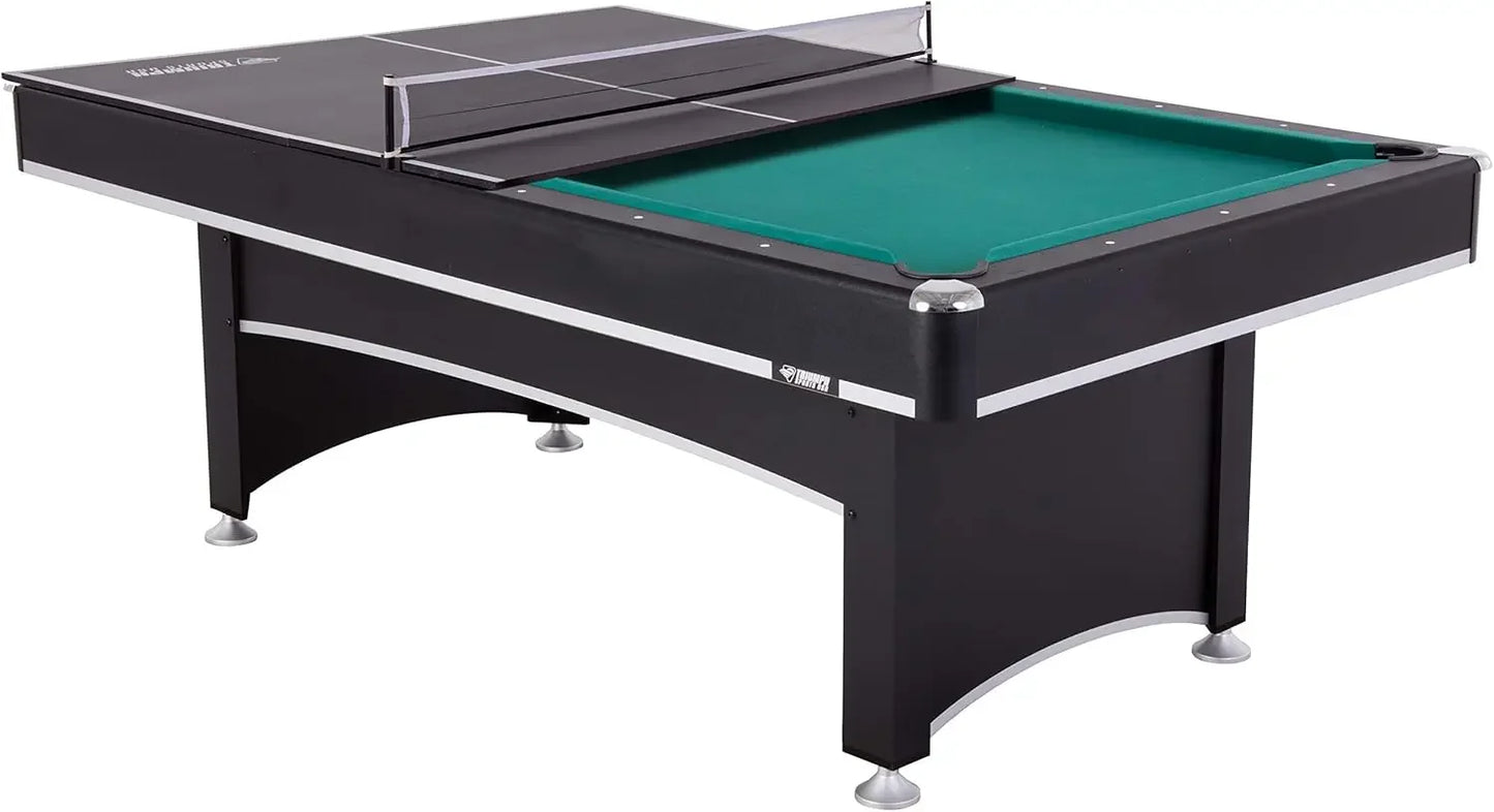 Phoenix 7’ Billiard Table with Table Tennis Conversion Top for a Game of Pool or an Action-Packed Table Tennis Game