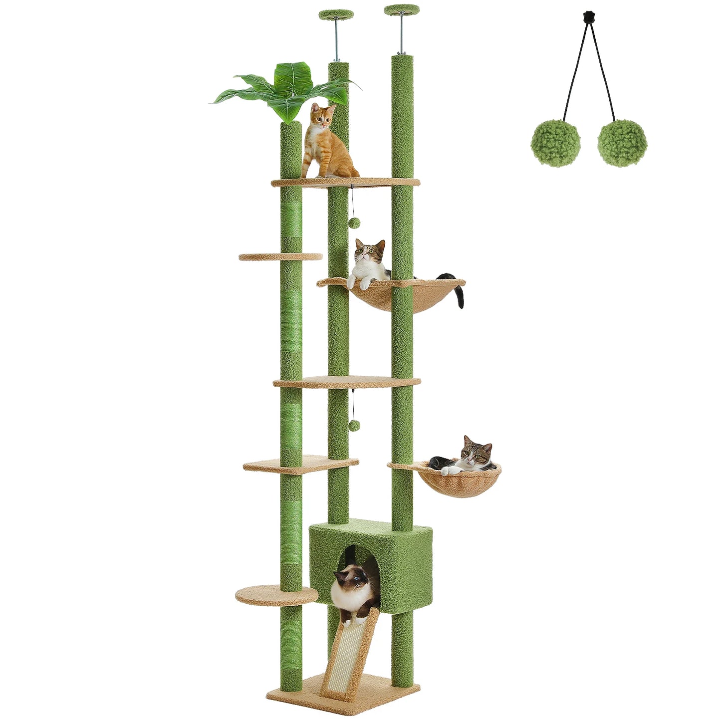 Cactus Cat Tree Floor to Ceiling Tower Adjustable Height