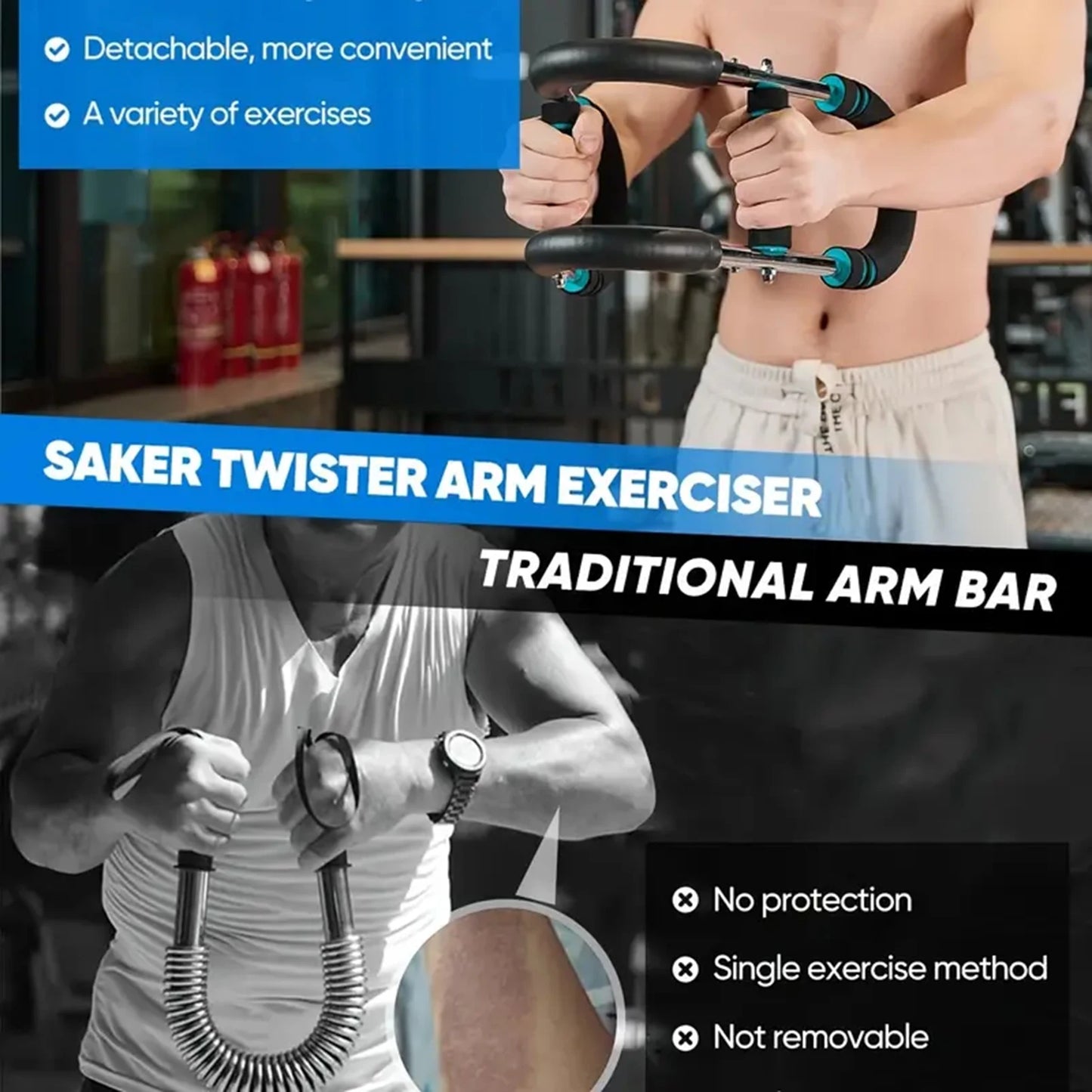 U Shape Hand Gripper Strength Trainer Power Twister Bar