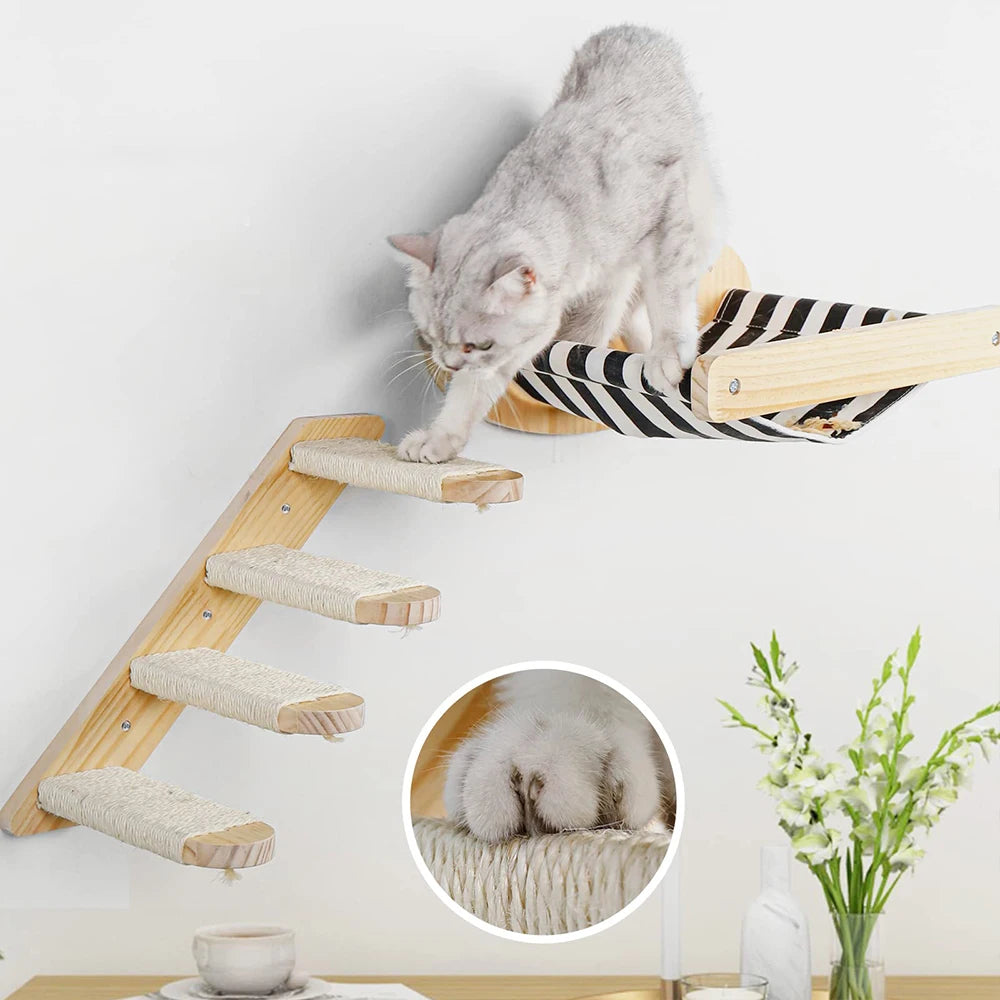 Three Piece Cat Hammock Wall Mounted Scratching Posts Set