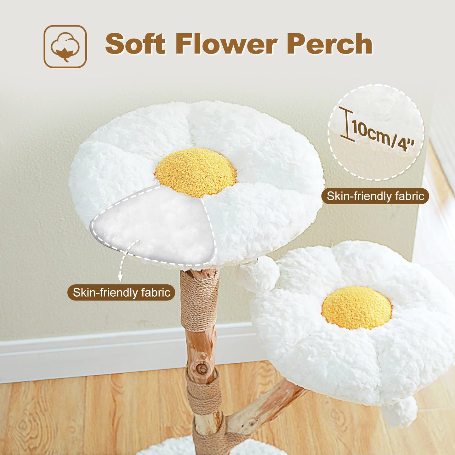 Flower Cat Tree Indoor Cats Modern Wood Tower With Perches
