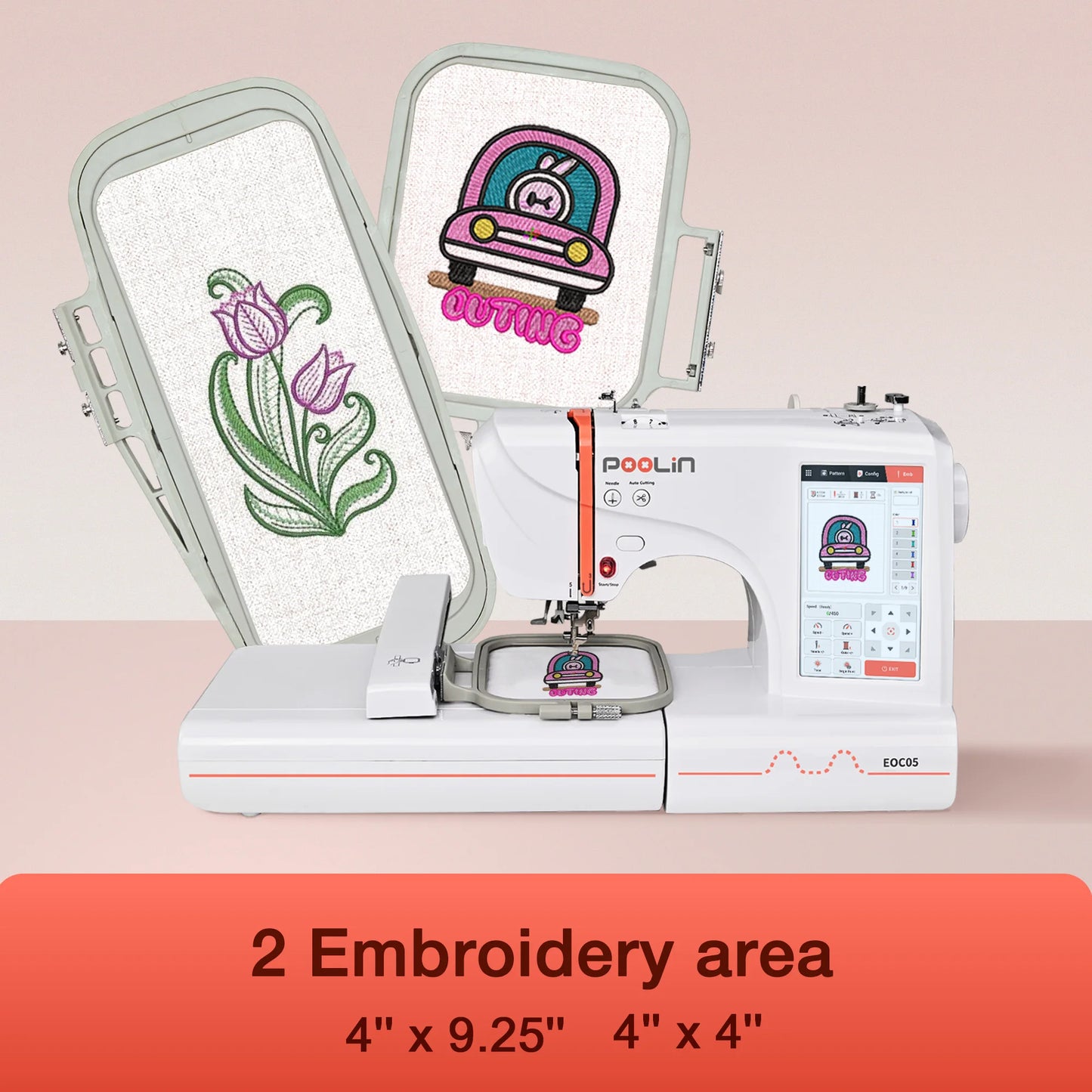 POOLIN Embroidery Machine EOC05 Computerized Machine Include Threads&Tear Away Stabilizer&Bobbin——EXCLUDING CUSTOMS DUTIES