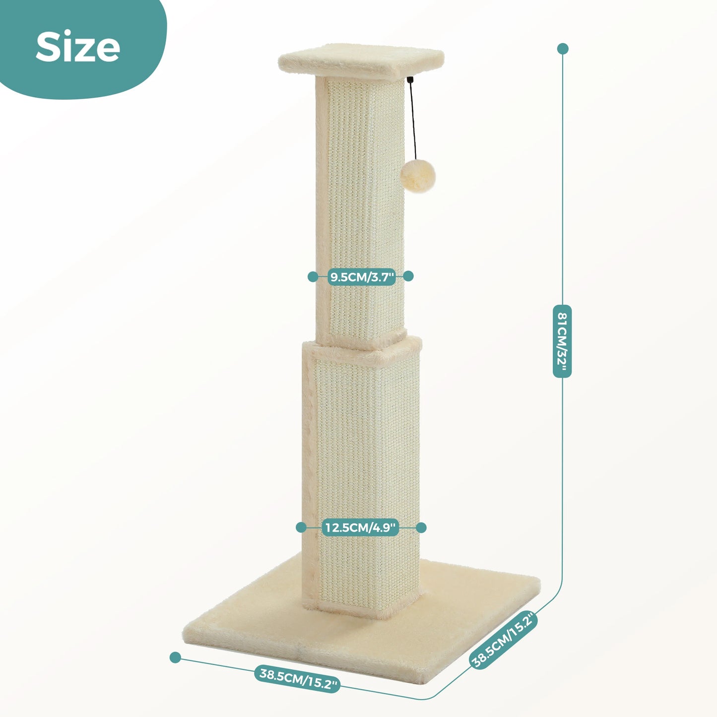 Large Cat Scratching Post For Indoor Cats With Dangling Ball