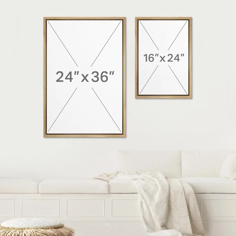 Framed Canvas Wall Art - Pastel Watercolor Abstract Shapes, Modern Minimalist Gray Art for Living Spaces