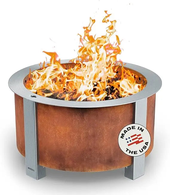 Smokeless FIrePit (X Series 24, Corten Steel) | 27.5 inch Smokeless Fire Pit for Outside | 62 Pounds | Ideal for Families Compa