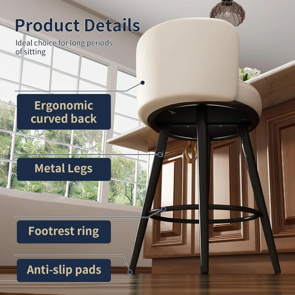 Bar Stools Set Of 4 27 Inch Leather Counter Height Farmhouse
