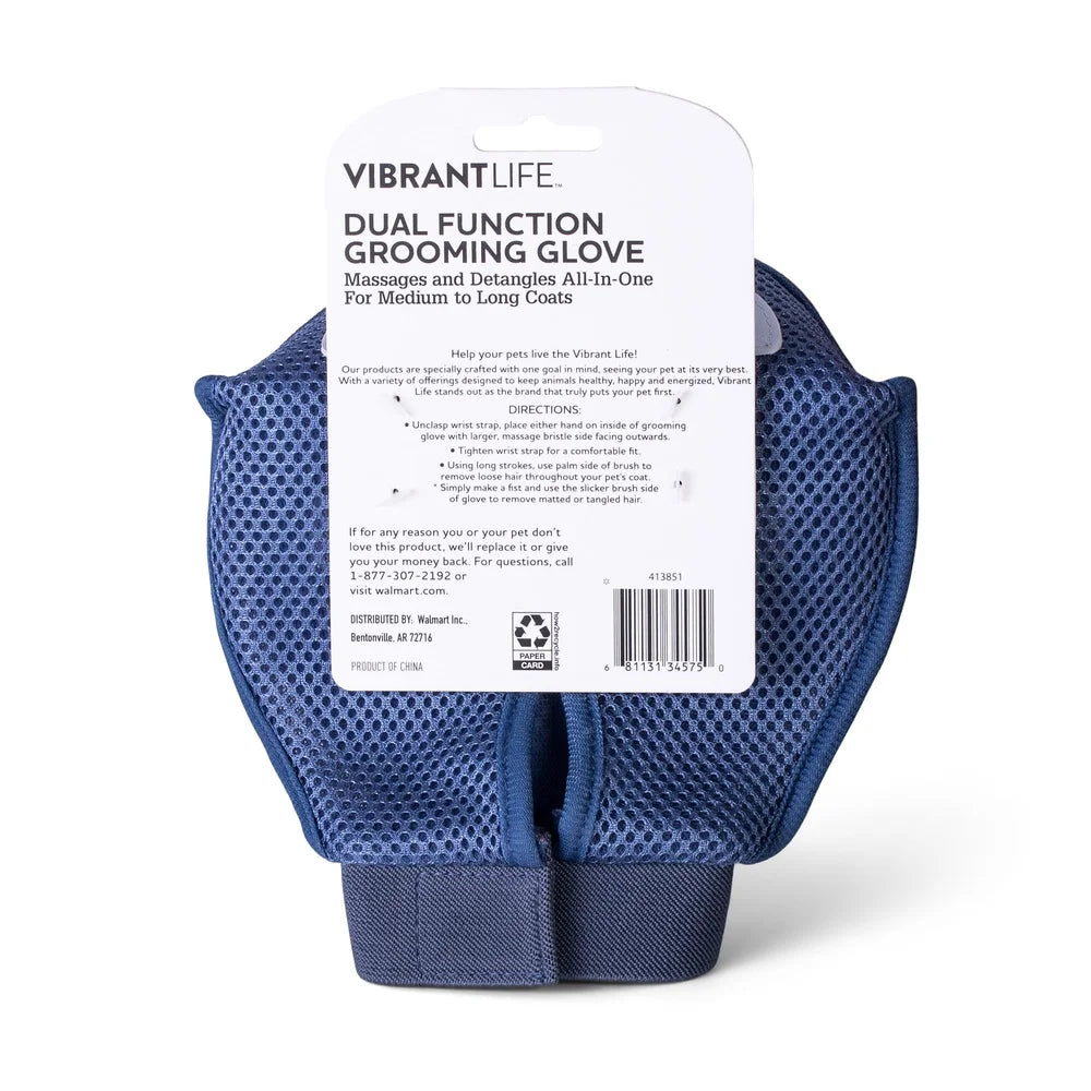 Dual Function Dog Grooming Glove Detangling Massage Tool Slicker Brush One Size Fits All Wet Dry Use Textured Design