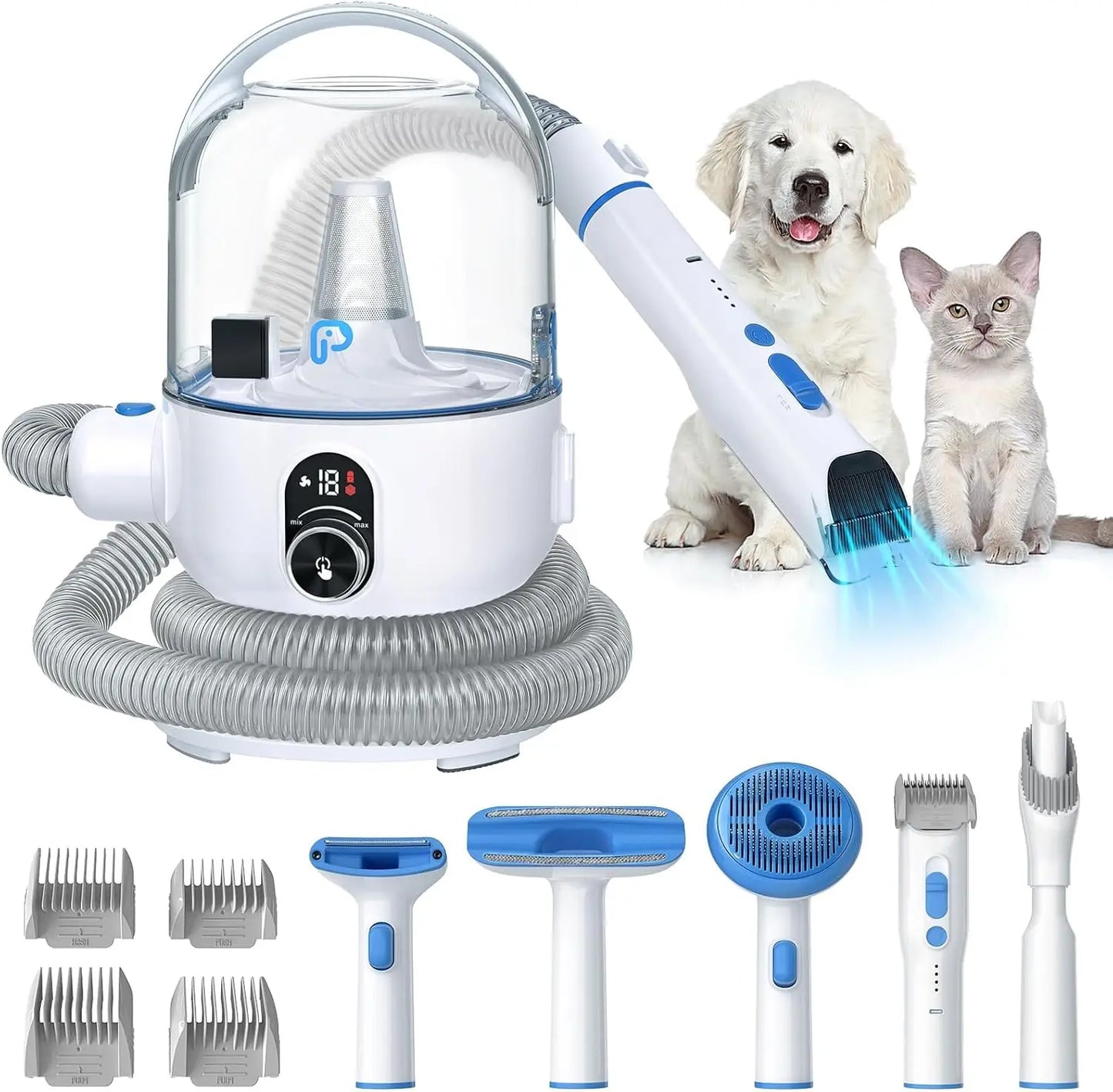 5 In 1 Pet Grooming Vacuum Kit With 2 L Dust Cup For Pets