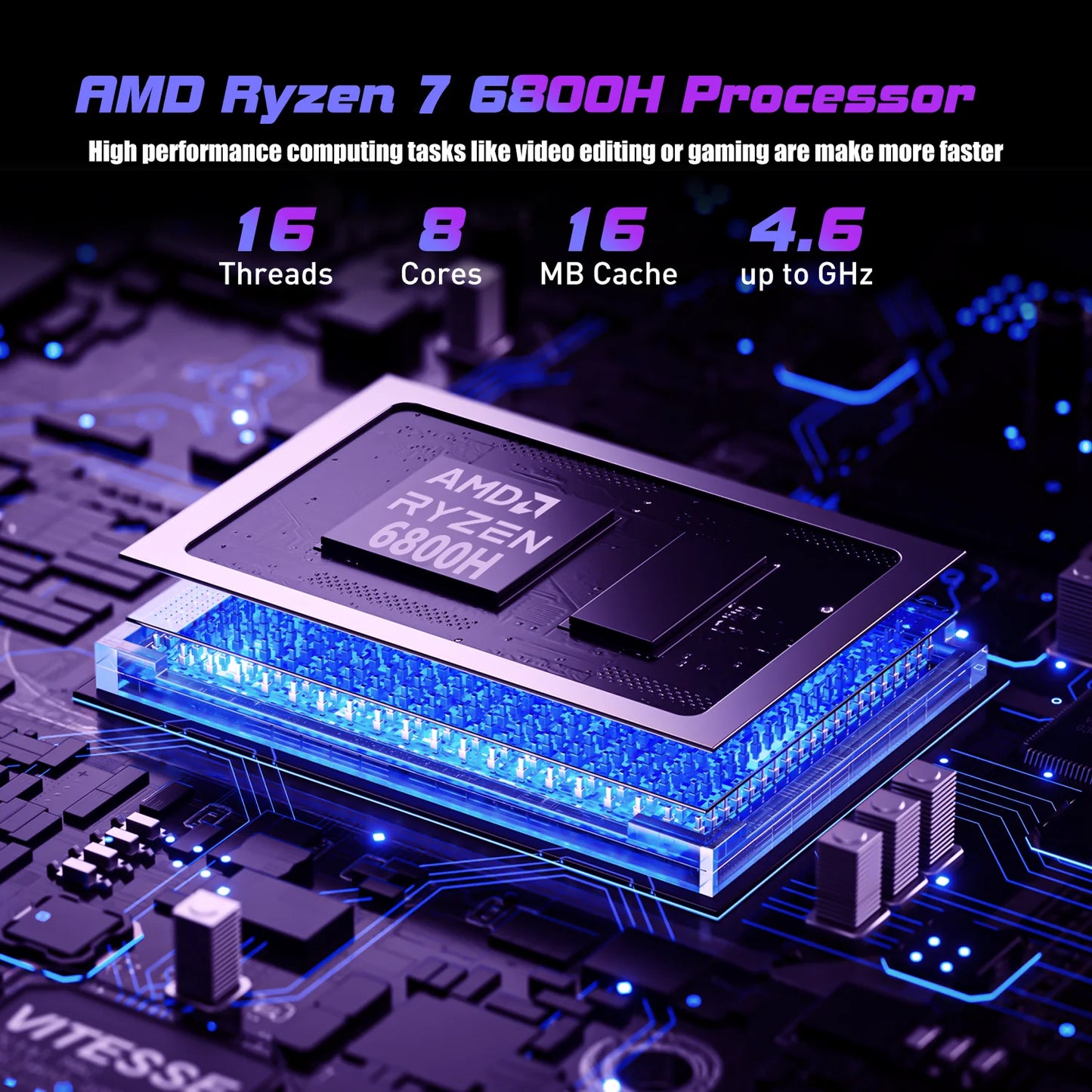 ACEMAGIC RX16 AMD Ryzen 7 6800H 16" Ultra Slim 4400MAH Laptop 16GB LPDDR5 Ram 512GB Rom Windows 11Pro BT5.2 Wifi 6 Notebook