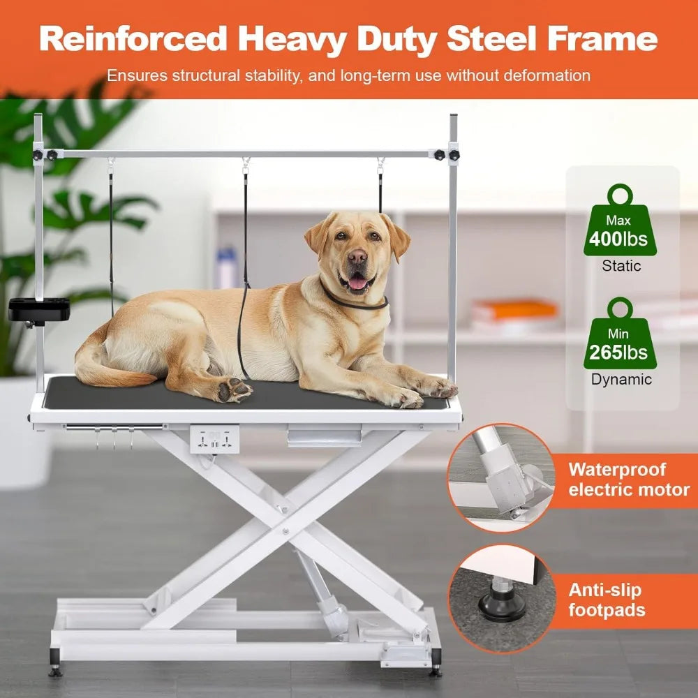 49 Inch Electric Dog Grooming Table Heavy Duty Organizer