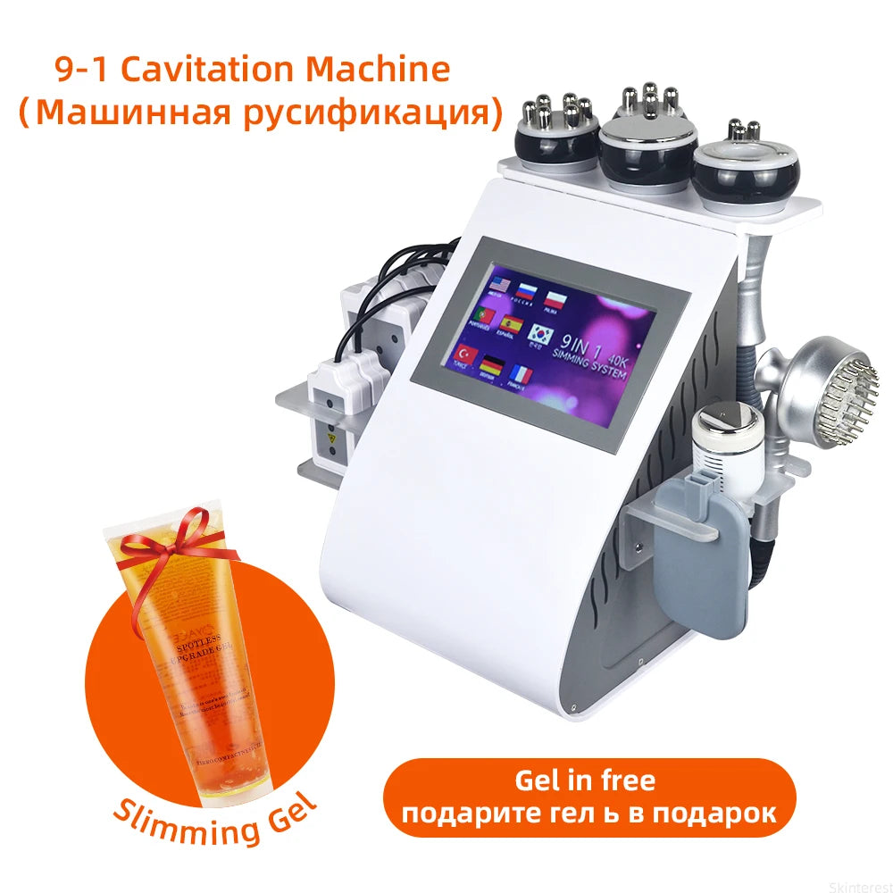9 in 1 40K Cavitation Ultrasonic Body Slimming Machine Body Shape Loss Weight Vacuum Rejuvenation Skin Lift Tighten Tool