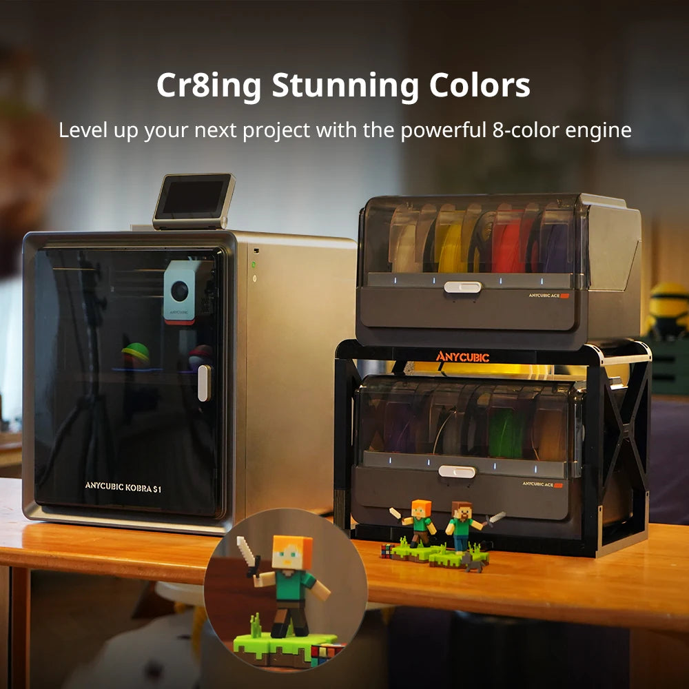 Anycubic Kobra S1 Combo AE Version Multi-Color 3D Printer Max Speed 600mm/s Core XY Stable Structure High Precision 3D Printer
