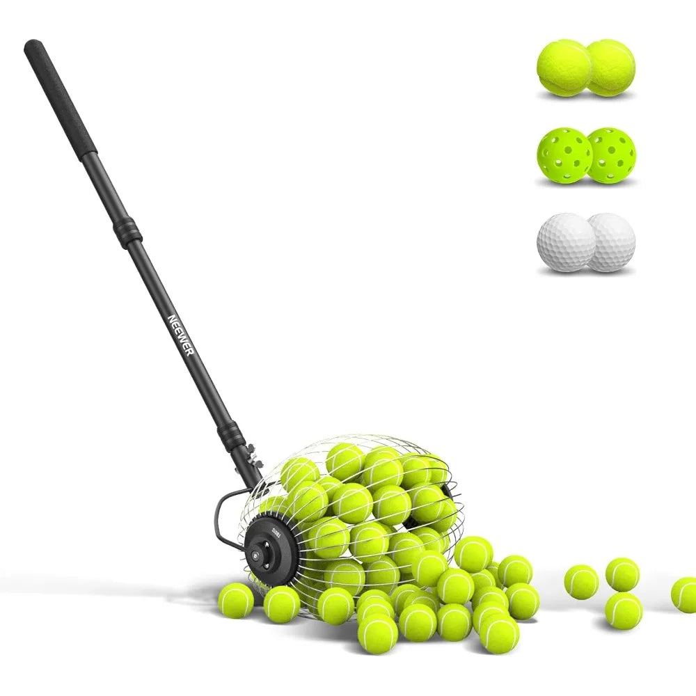 High quality Tennis Ball Collector, 30-58"/77-148cm Telescopic Rolling Ball Retriever Picker Upper Hopper Roller Basket Holder