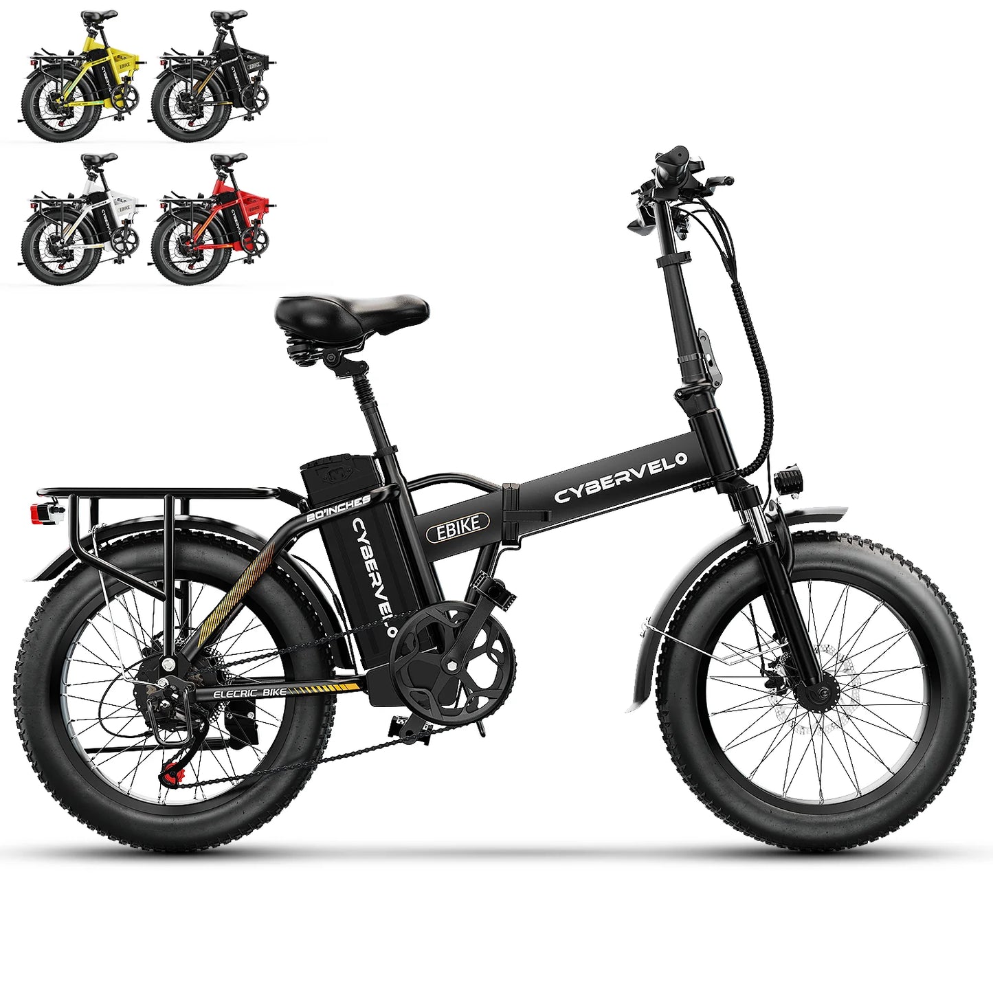 1000W Folding E Bike 48V 20Ah Removable Battery Fat Tire