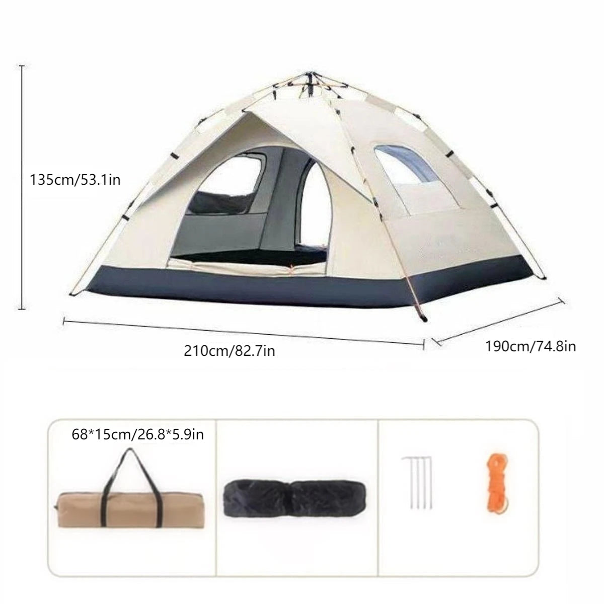 Automatic Quick Opening Tent For Outdoor Camping Two Doors