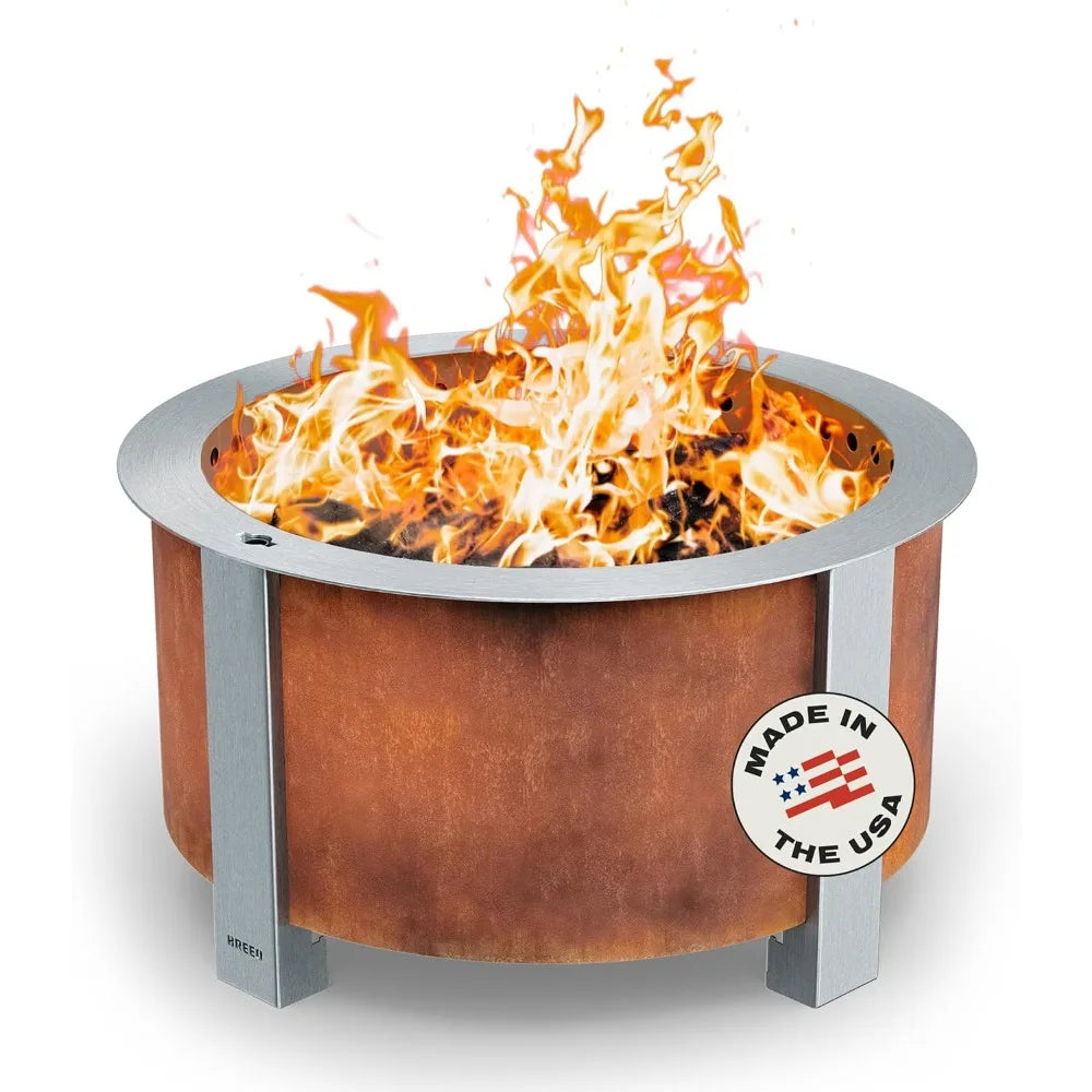 Smokeless FIrePit (X Series 24, Corten Steel) | 27.5 inch Smokeless Fire Pit for Outside | 62 Pounds | Ideal for Families Compa
