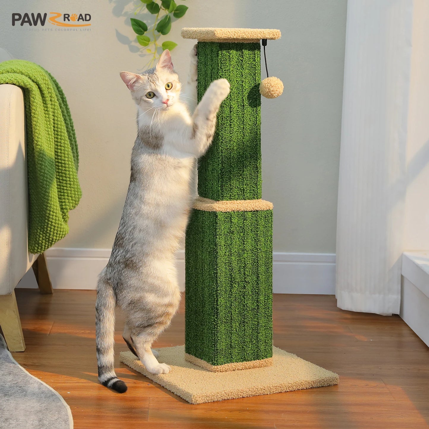 Large Cat Scratching Post For Indoor Cats With Dangling Ball