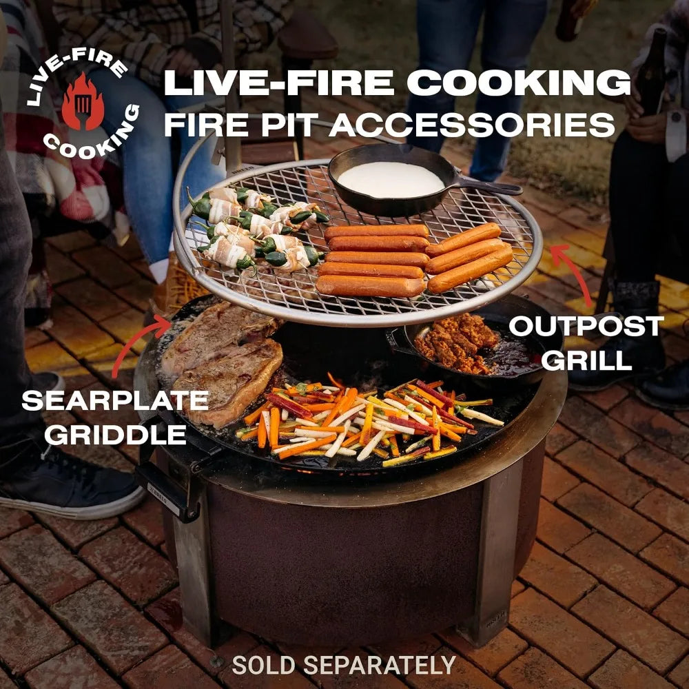 Smokeless FIrePit (X Series 24, Corten Steel) | 27.5 inch Smokeless Fire Pit for Outside | 62 Pounds | Ideal for Families Compa