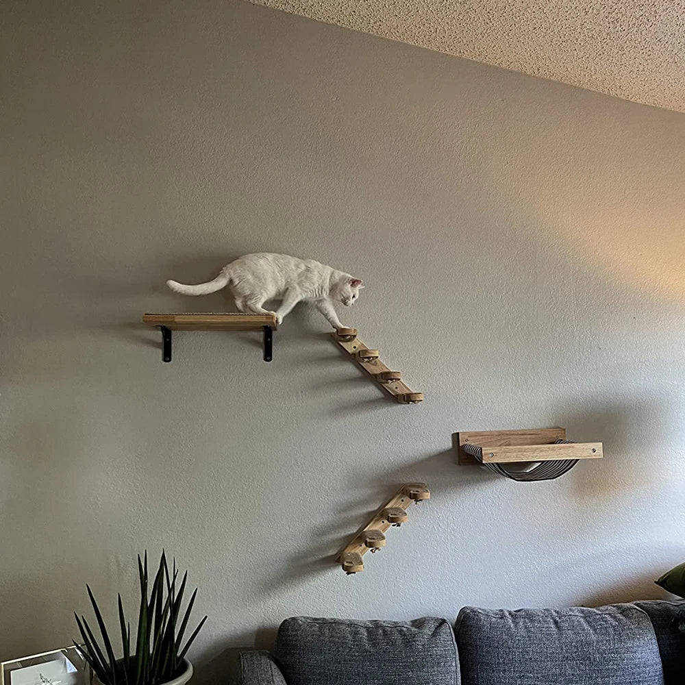 Three Piece Cat Hammock Wall Mounted Scratching Posts Set