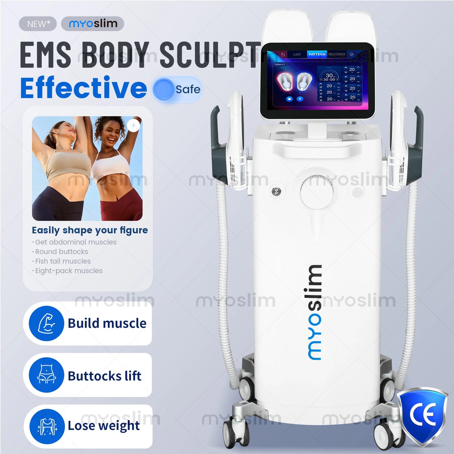 Pro Body Sculpting Device 6500W Magnetic Tech CE Certified Safe Slimming Multi Handle Activation Slimming Equipment