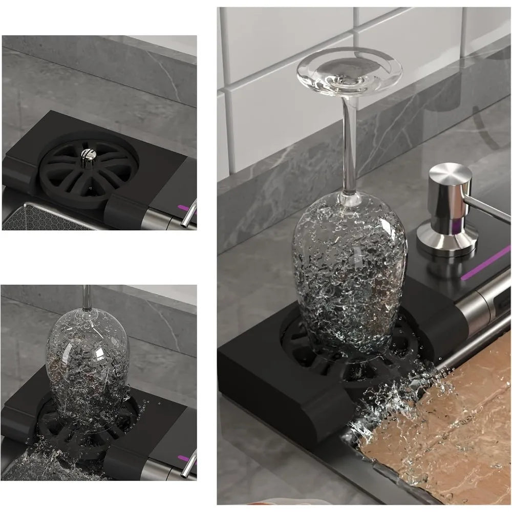 Smart Kitchen Sink 304 Stainless Steel Honeycomb Single Bowl Kitchen Sinks,Digital Display Double Waterfall Sink