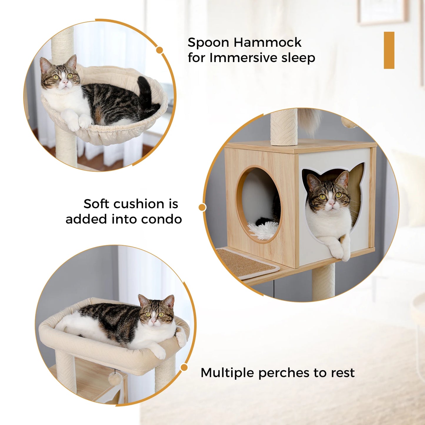 Large Wood Cat Tree With Litter Box Enclosure And Storage