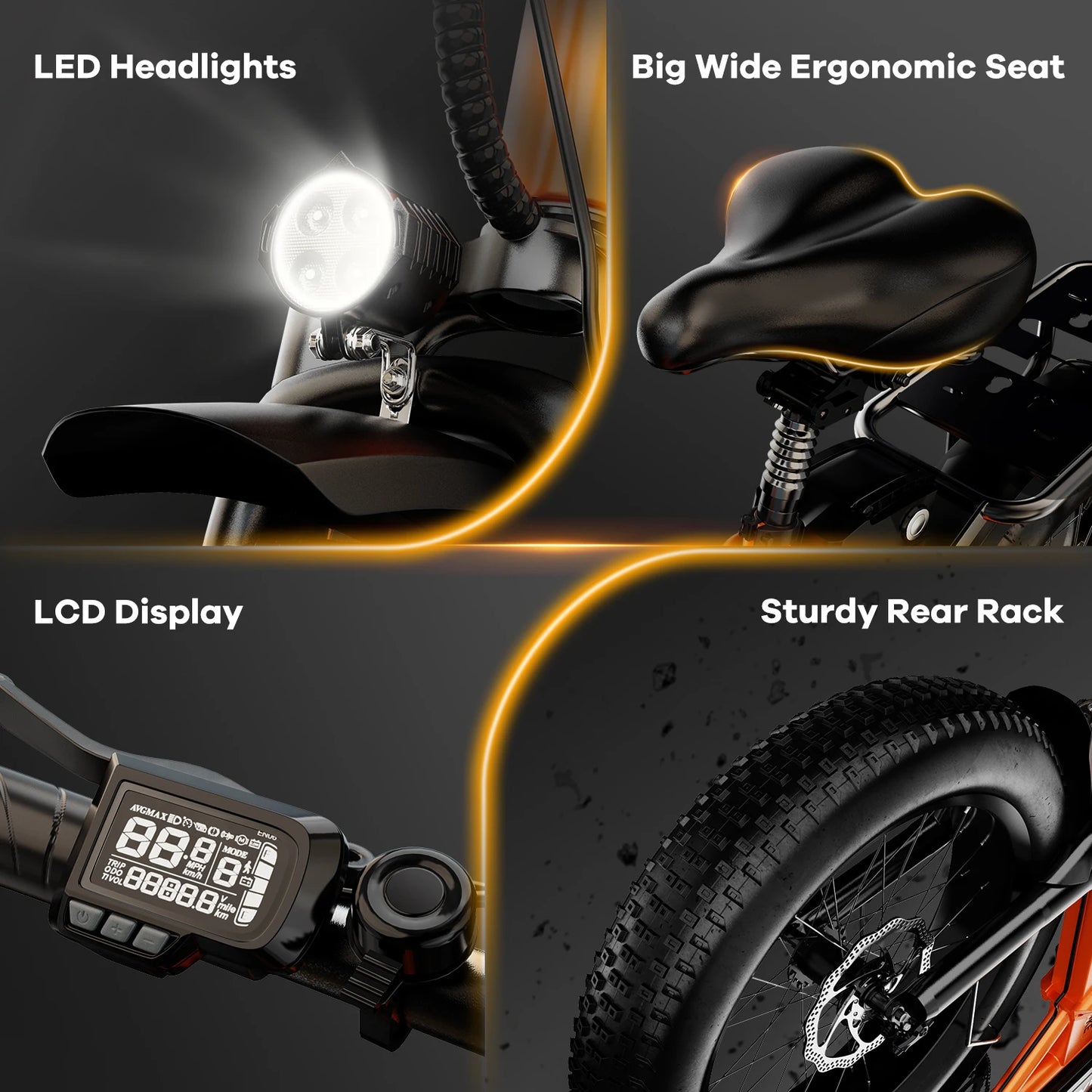 1000W Folding E Bike 48V 20Ah Removable Battery Fat Tire
