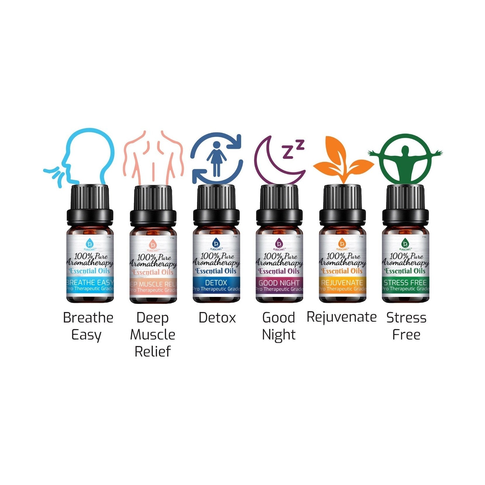 100% Pure Aromatherapy Essential Oils SixPack | DC-PURSONIC
