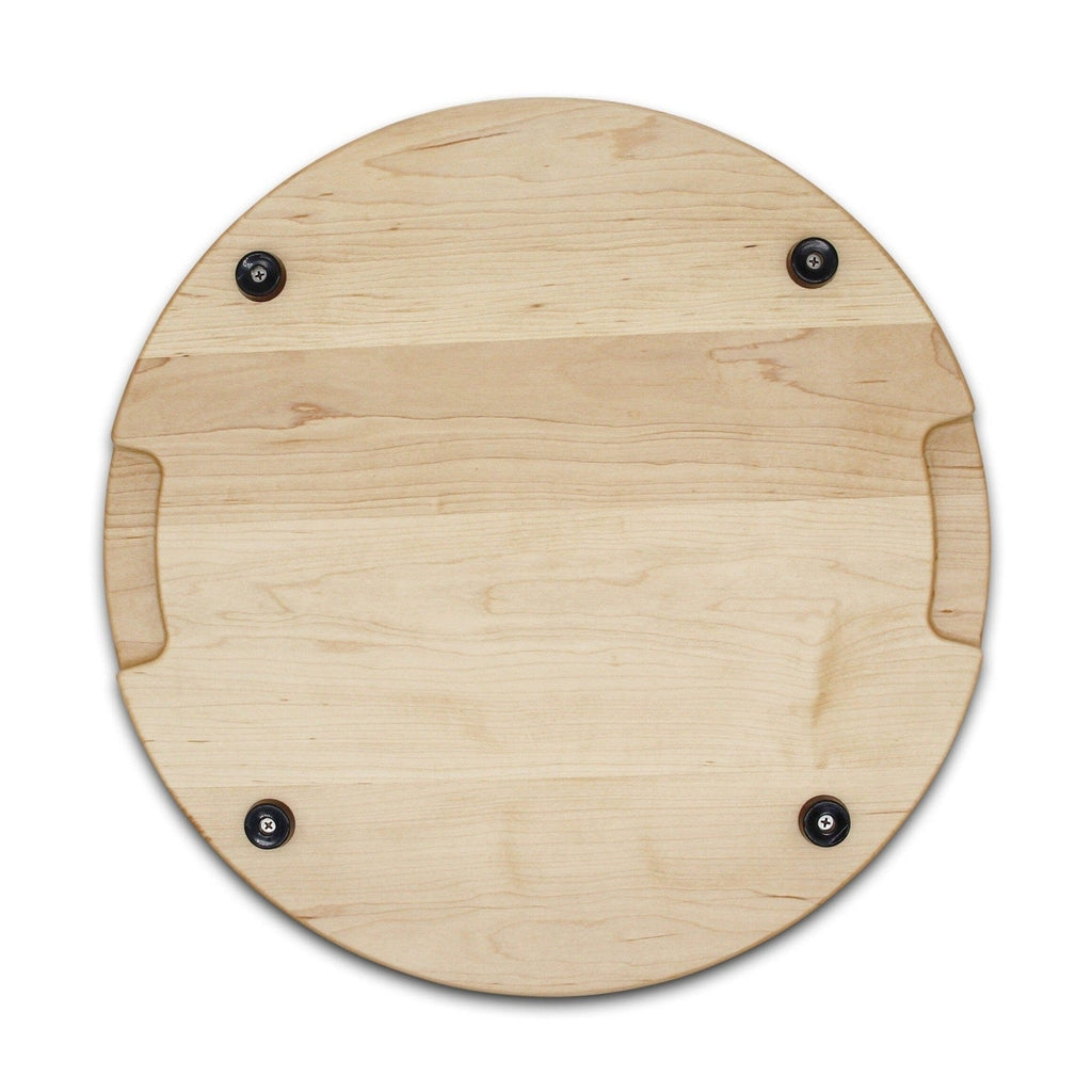 Extra Large Round Wood Cutting Board with Feet, Pocket Handles and Juice Groove, 18”x1.25 Inches Thick, Gift For Mom, 100% USA Made
