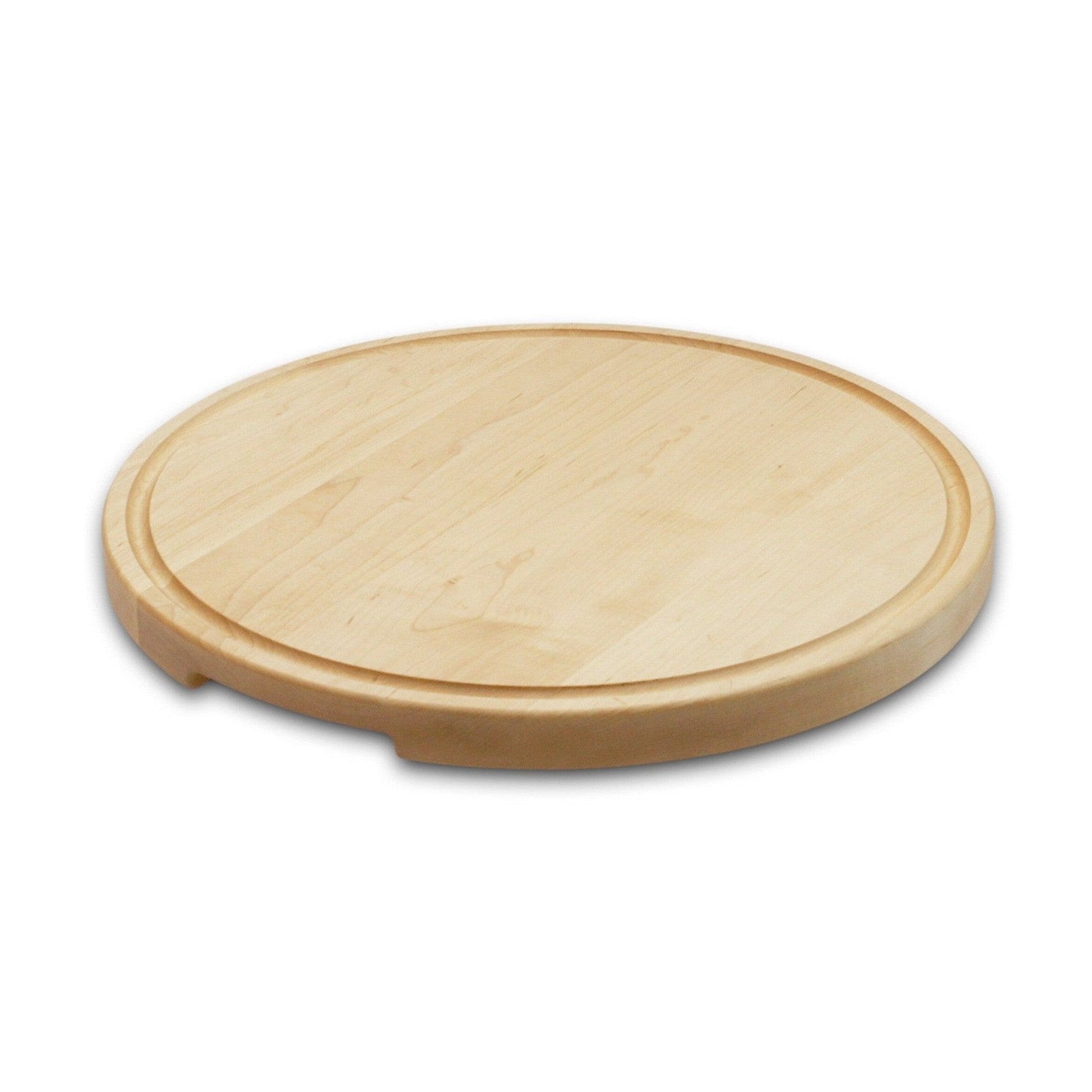 Extra Large Round Wood Cutting Board with Feet, Pocket Handles and Juice Groove, 18”x1.25 Inches Thick, Gift For Mom, 100% USA Made