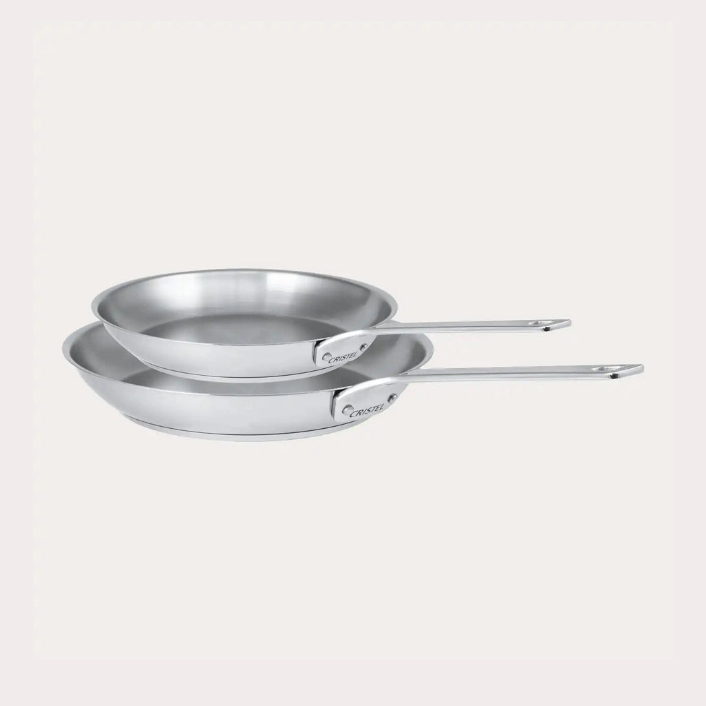 2 stainless steel Frying pans Set by CRISTEL USA