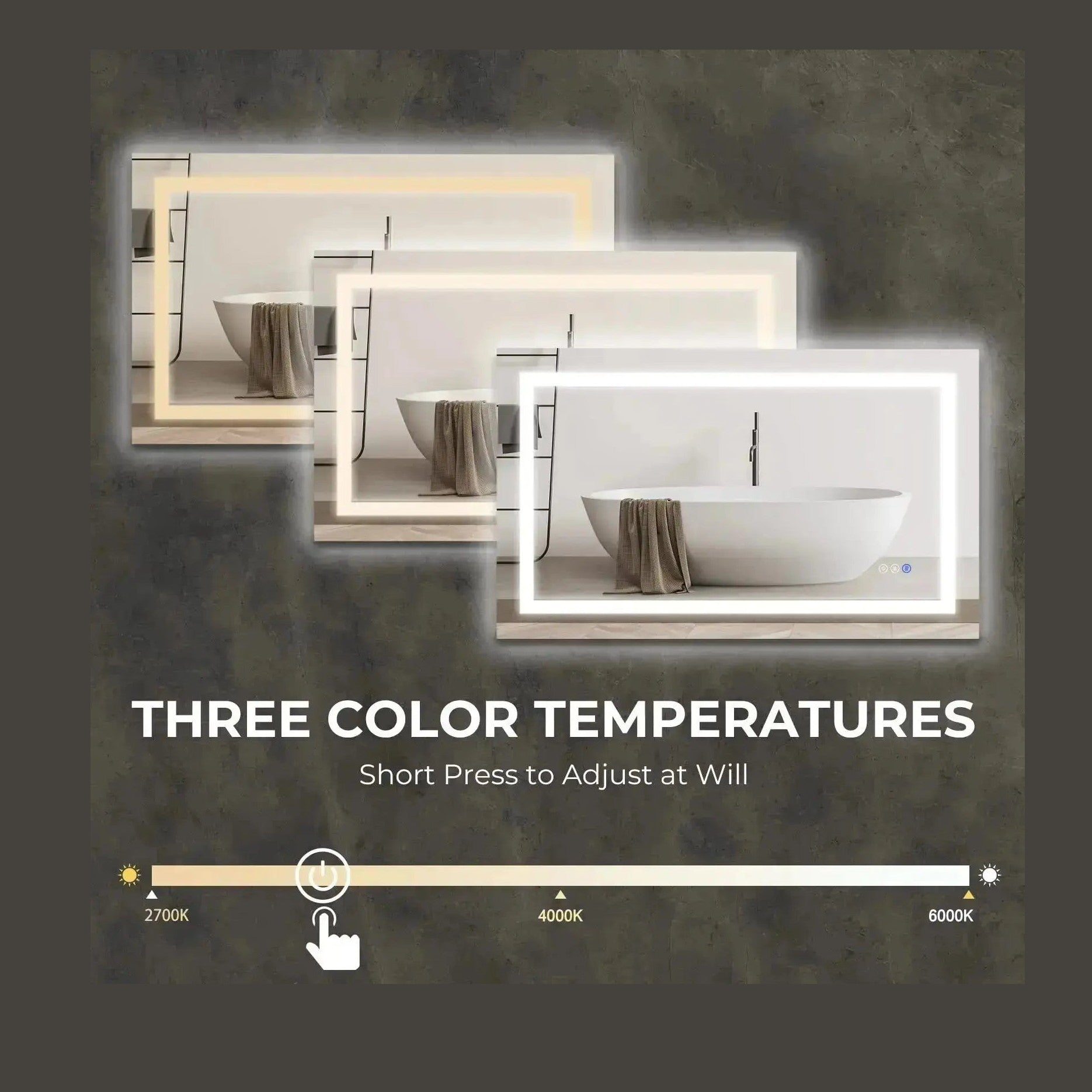 36 x 24  Inch Center Glow LED Bathroom Mirror