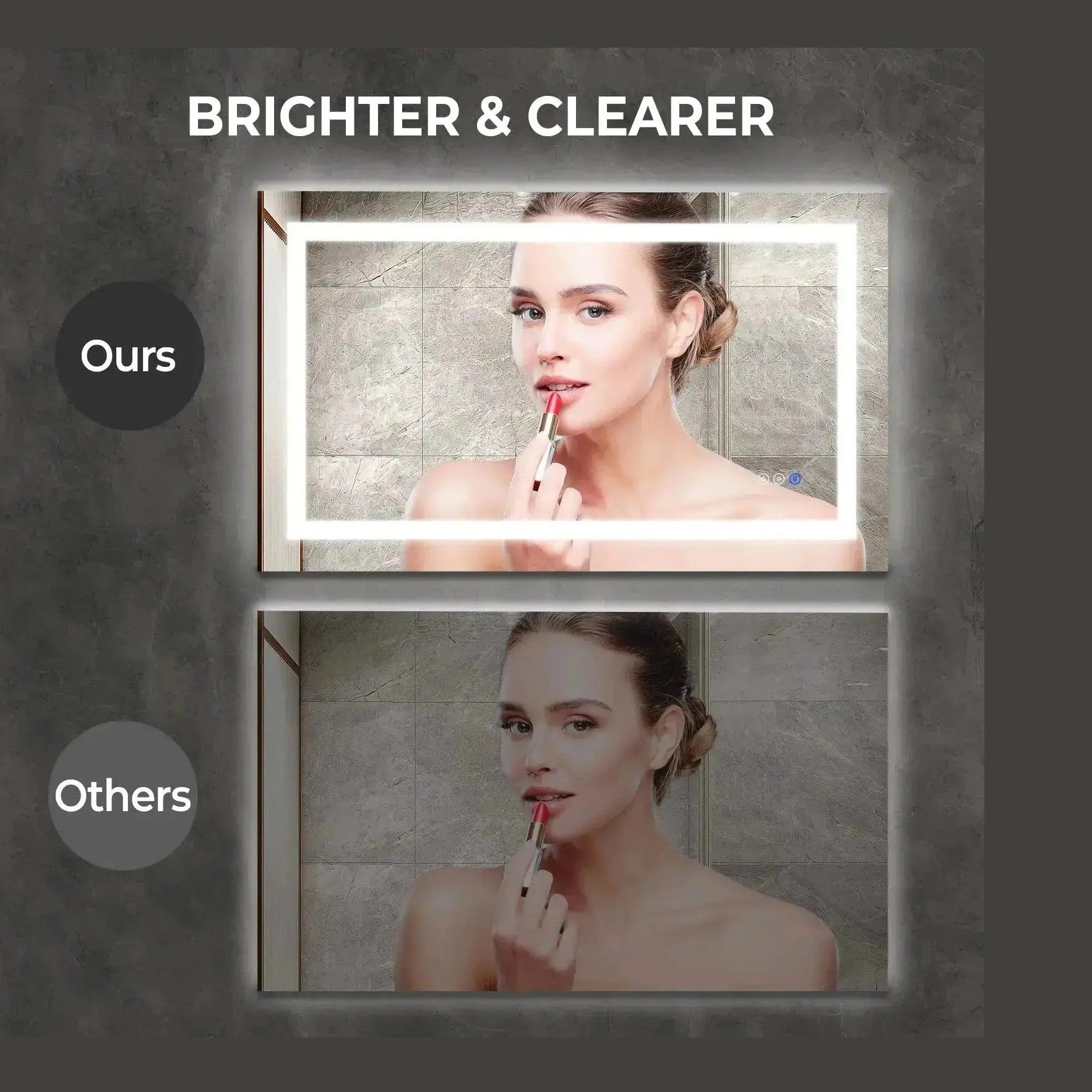 36 x 24  Inch Center Glow LED Bathroom Mirror