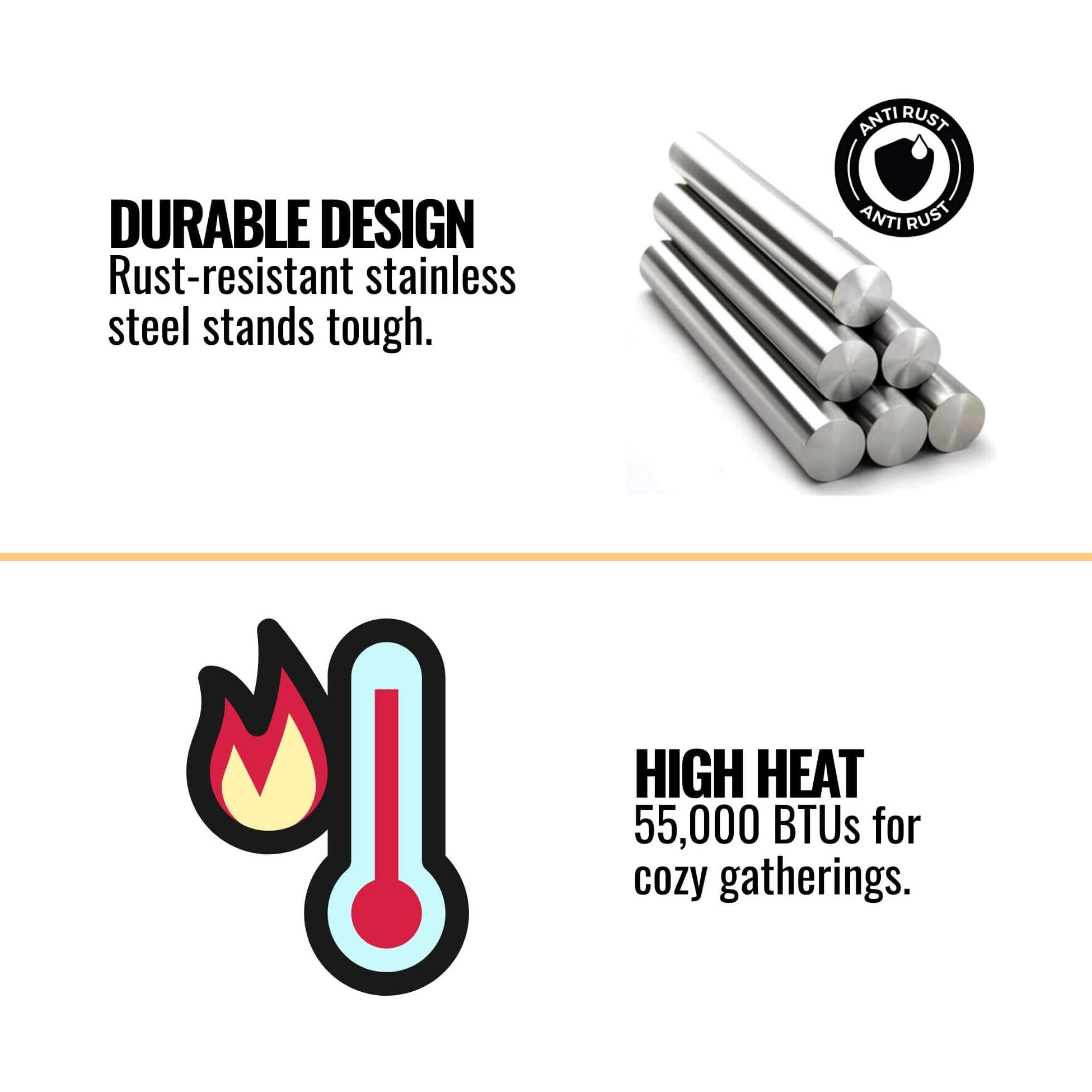 55K BTU Outdoor Weatherproof IndustrialGradeStainlessSteel GasFireplace | Durable Stainless
