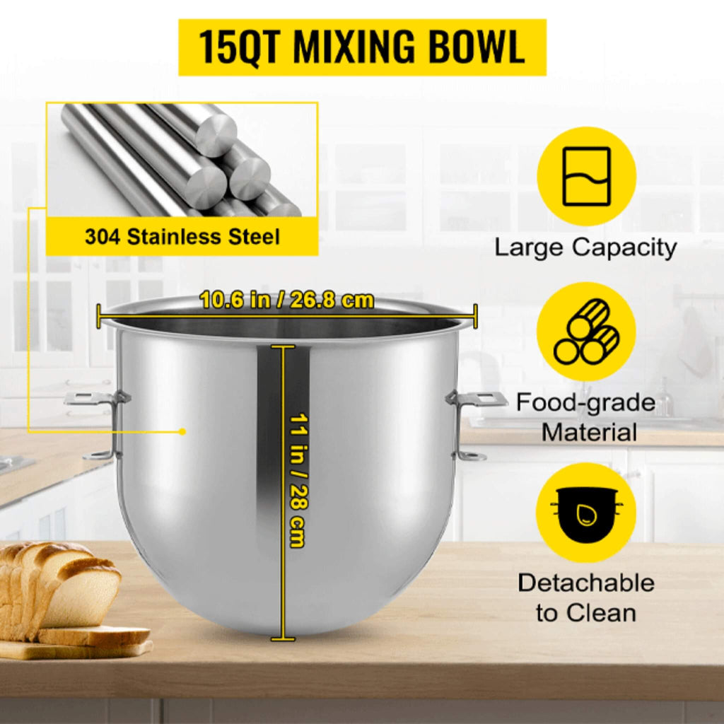600W Commercial Dough Kneader Bakery Mixer Machine, 15QT (SAK95629) by SAKSBY WHOLESALE