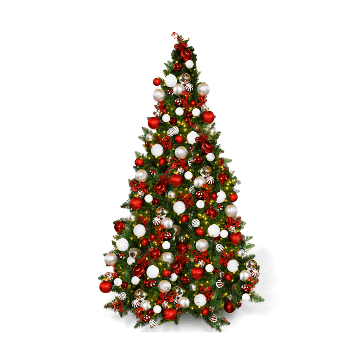 7.5FT Pre-Decorated PVC Christmas Tree Red/White/Silver