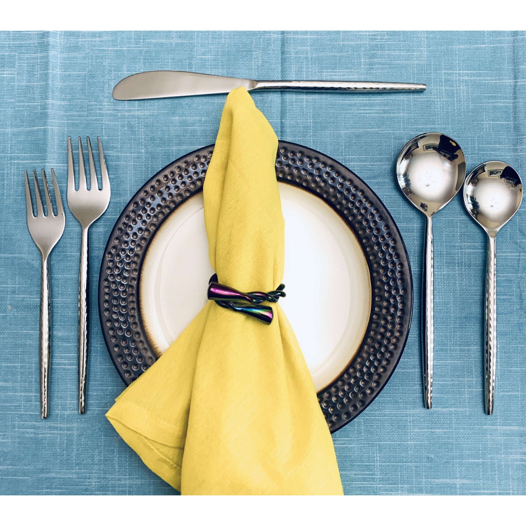 Stainless Steel Hammered Flatware Set 20pcs | Vibhsa