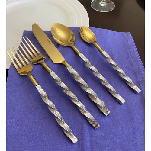 Brushed Stainless Flatware Twisted Elegance | Vibhsa