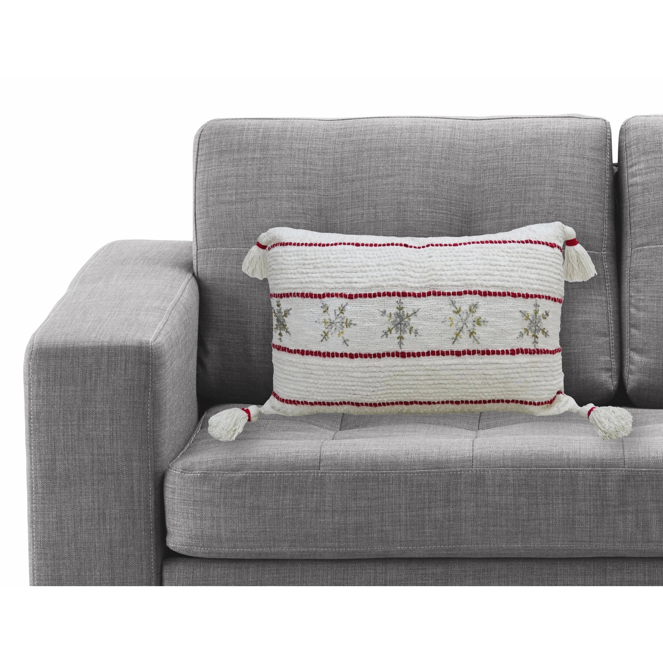 Beaded Handwoven Snowflake Pillow Festive | Vibhsa