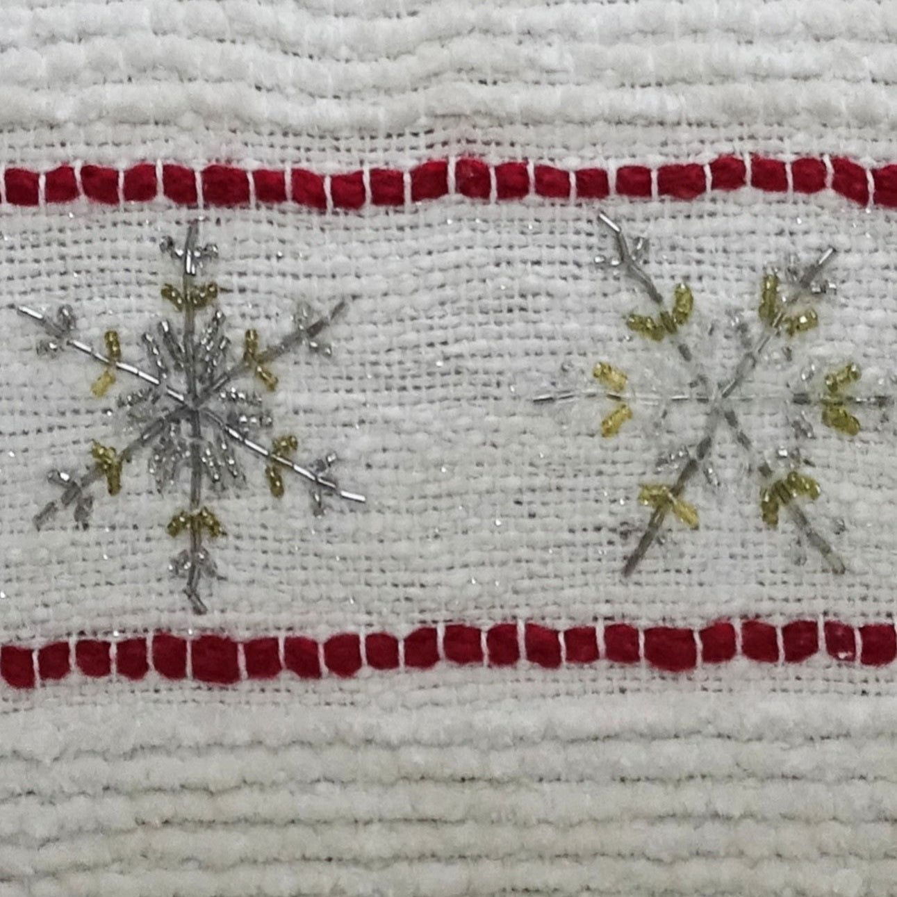 Beaded Handwoven Snowflake Pillow Festive | Vibhsa