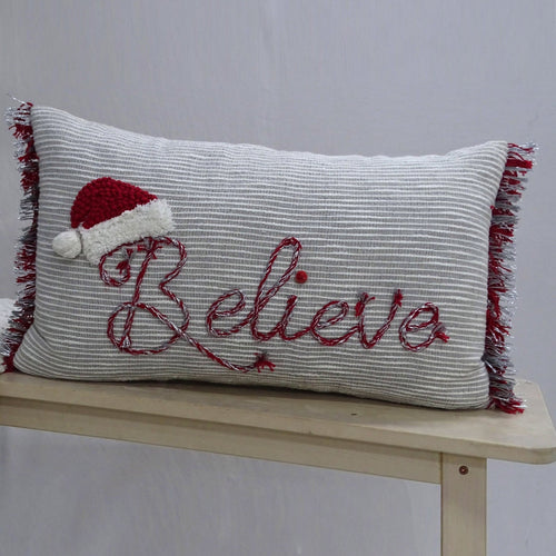 Luxurious Festive Believe Throw Pillow Holiday | Vibhsa