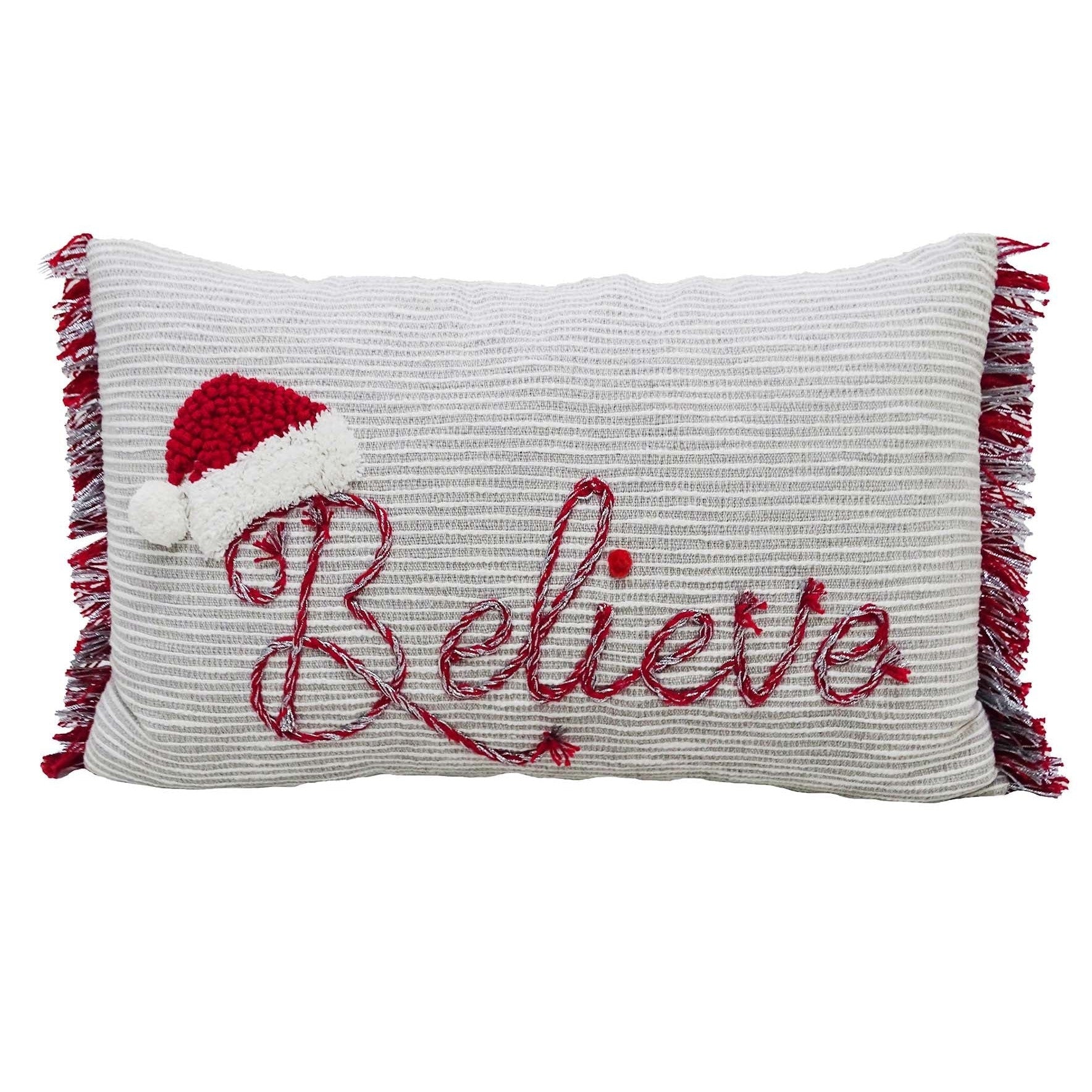 Luxurious Festive Believe Throw Pillow Holiday | Vibhsa