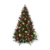 9FT Artificial Christmas Tree PVC Pre-Decorated Red Burgundy Gold Ornaments with Warm White Lights
