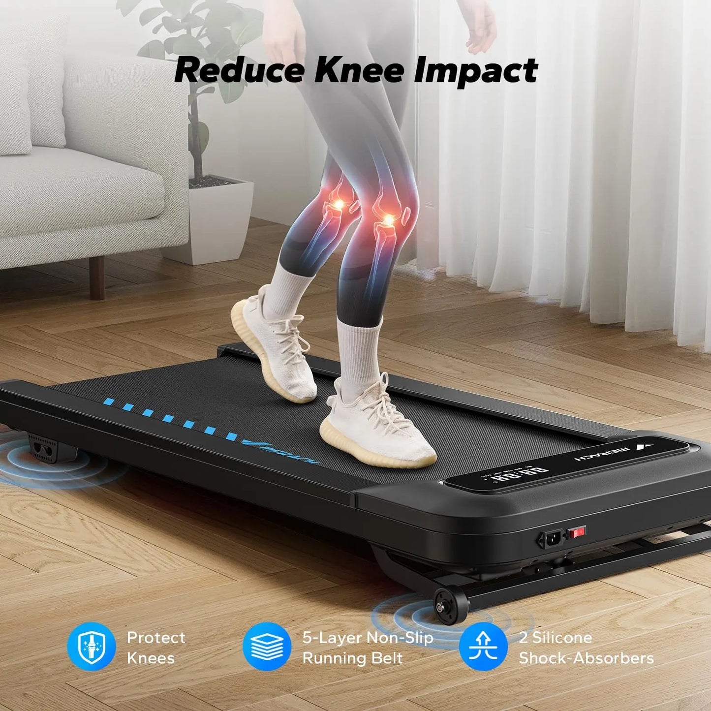 Merach Walking Pad Quiet Under Desk Treadmill LED Display