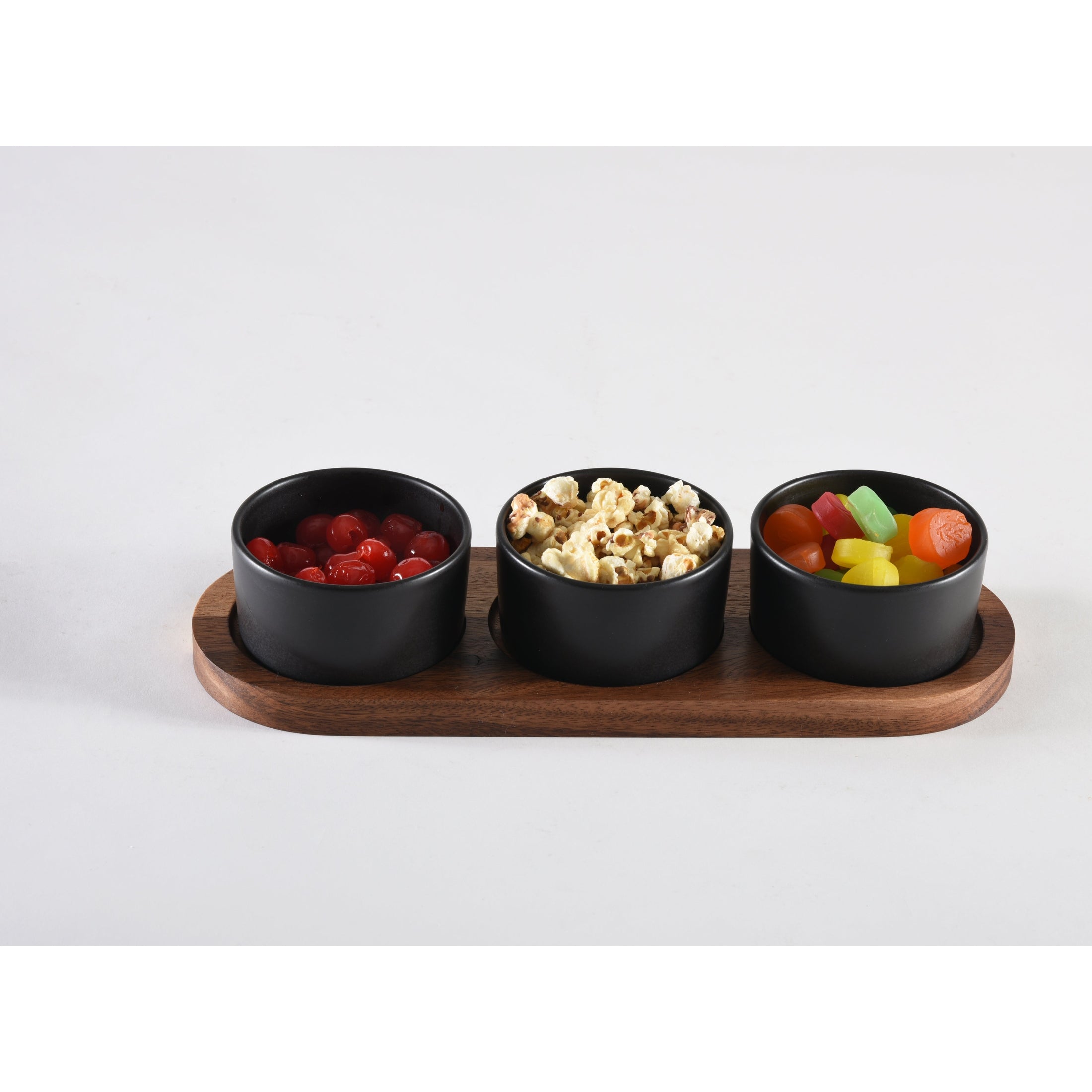 Acacia Wood Condiment Set With Ceramic Bowls And Lids by Kalmar Home