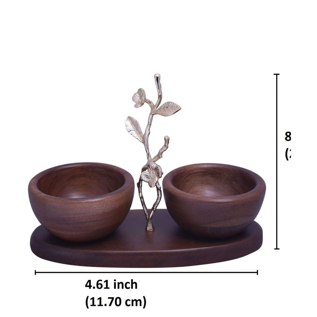Acacia Wood Two Small Nut Bowls